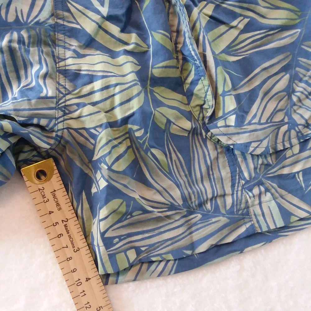 Tommy Bahama Paradise Nation Blue Leaf Print Swim Shorts Sz‎ L Tropical Lined